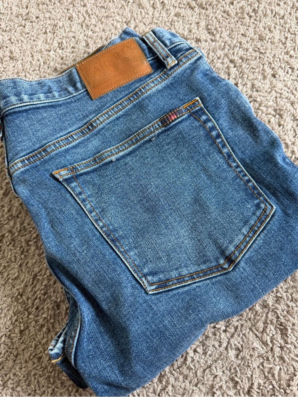 Faherty 5 Pocket Slim Straight Denim Jeans